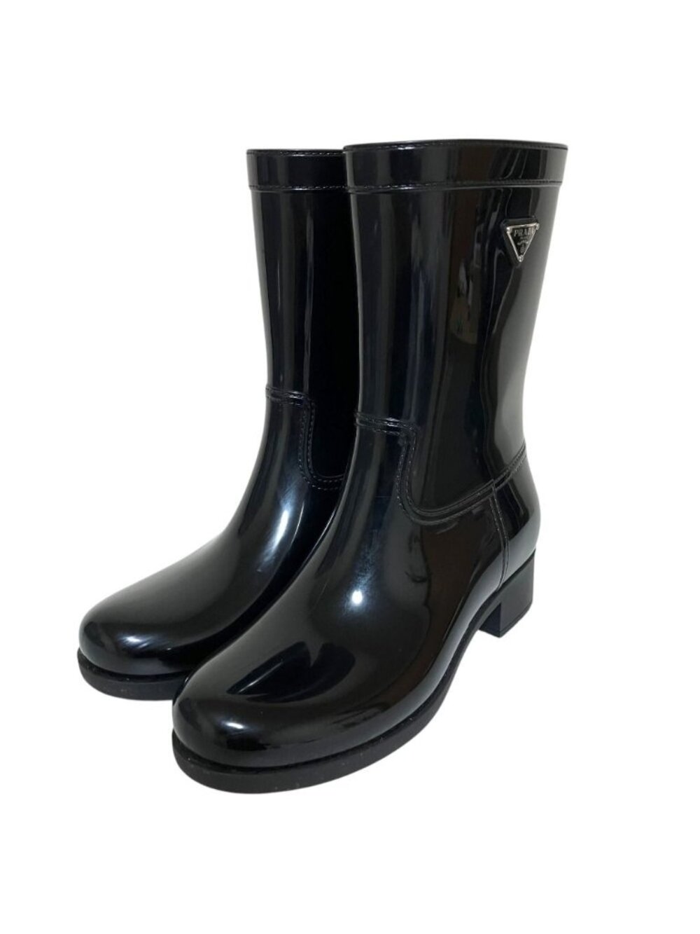 Prada Trianglelogo Plate Rain Boots Black